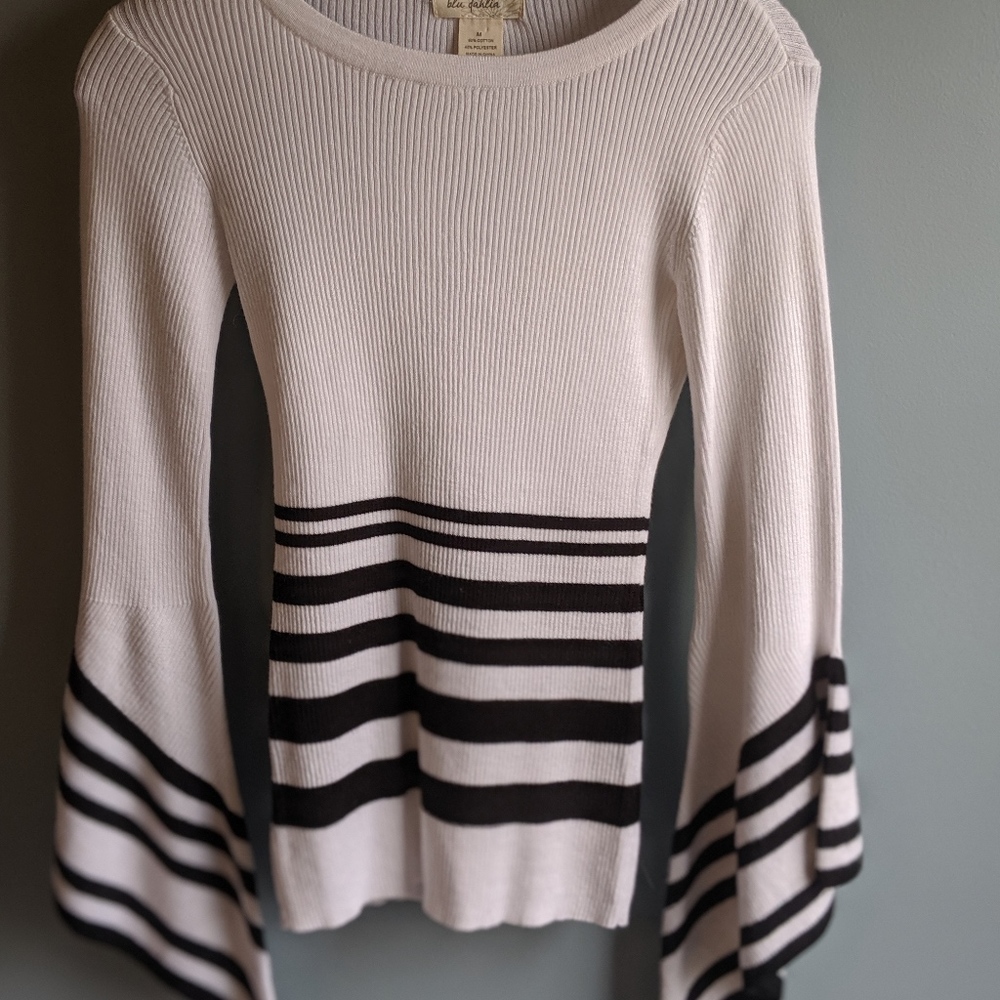 Blu Dahlia Striped Bell Sleeve Sweater